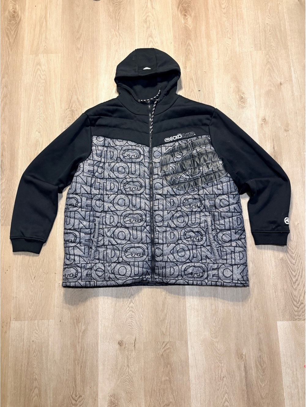 Ecko Unltd. Grey & Black Zip Up Hoodie Men’s Size 4XL Skater Baggy Streetwear